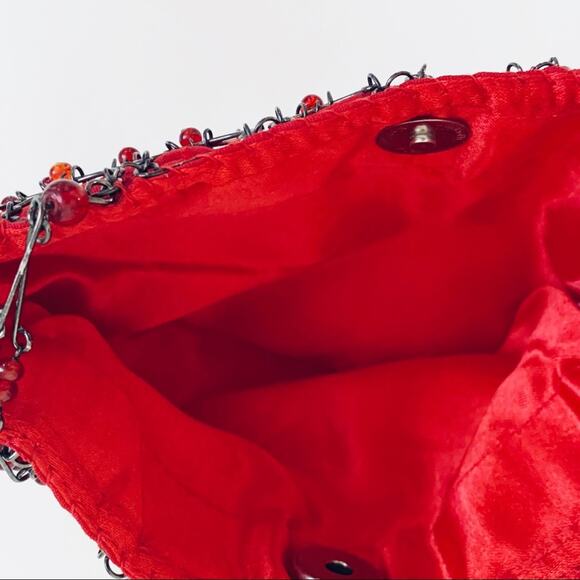 Eye Ful Bag Handbag Purse Red Metal Beaded Holiday Party Dressy Handbag NEW - Picture 14 of 16